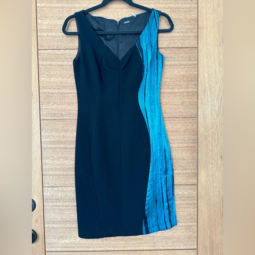 Elie Tahari Black and Turquoise Cocktail Dress